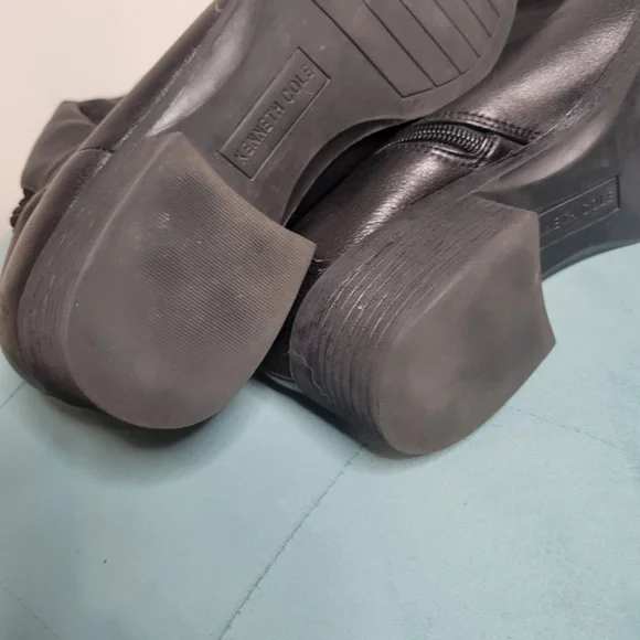 Kenneth Cole  Levon Black Leather Tall Riding Boots Size 10 - Picture 13 of 16